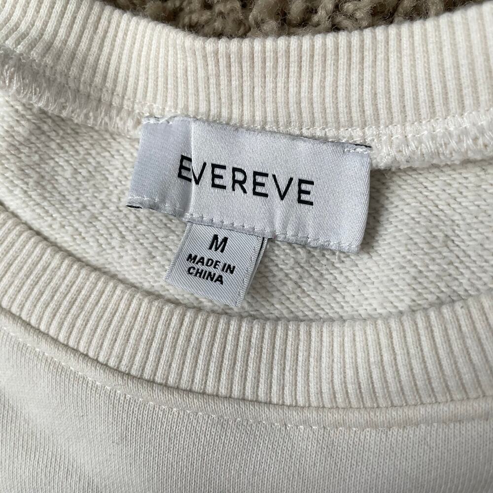 Evereve Lora Faux Leather Trim Pullover Sweatshirt Long Sleeve Cream Tan sz M - Picture 10 of 14